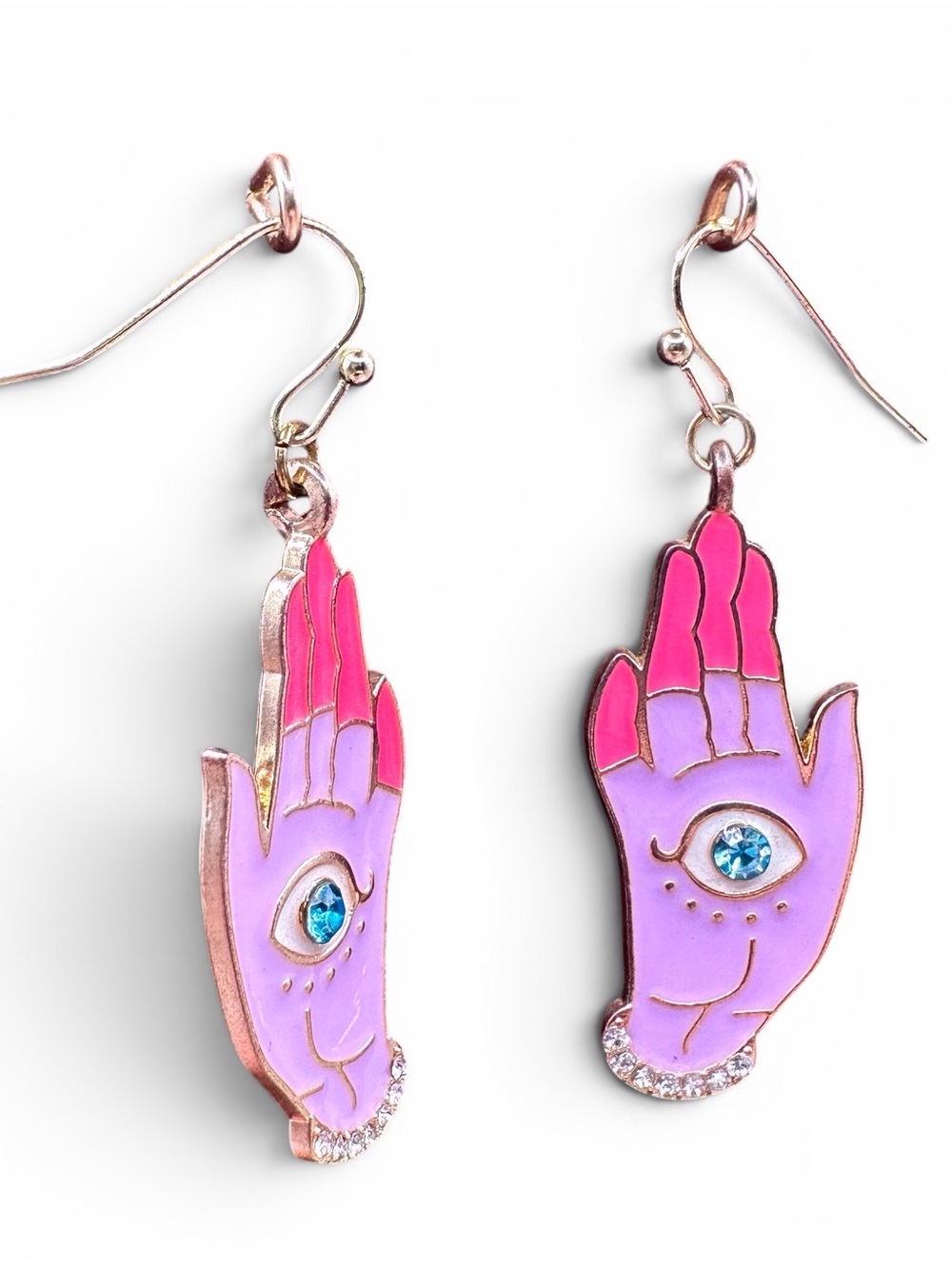Nickel free Hamsa earrings with evil eye